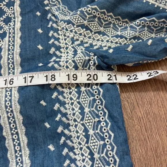 Zara Embroidered Shift Dress Cottagecore Boho Western Women’s L - Picture 4 of 5